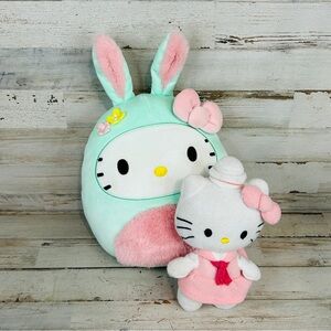 Hello Kitty Lot Squishmallows 2024 Easter Squad Plush & 2013 Sanrio 7” Figure